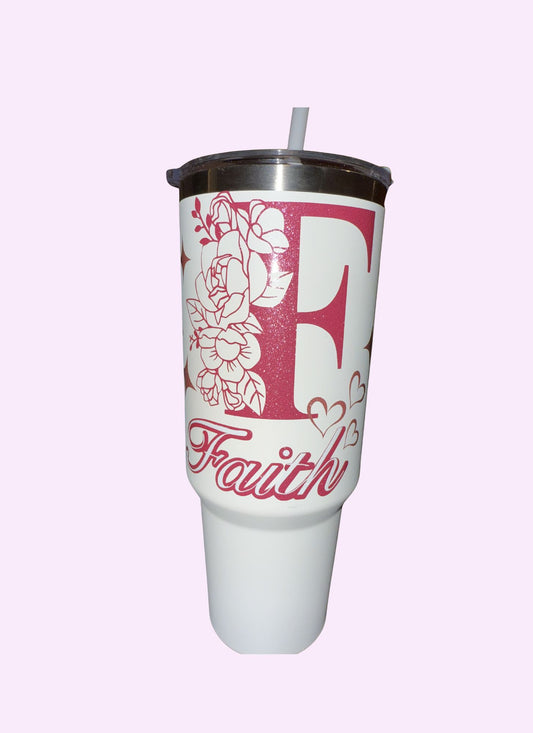 Floral Initial Tumbler – 40 oz