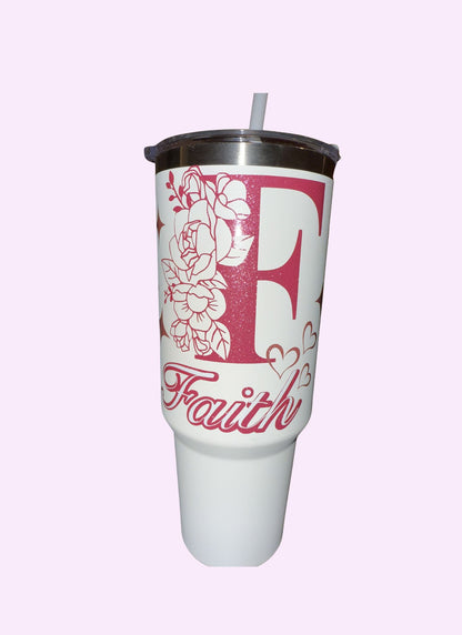Floral Initial Tumbler – 40 oz