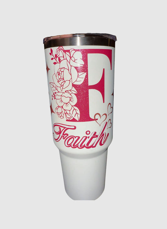 Floral Initial Tumbler – 40 oz